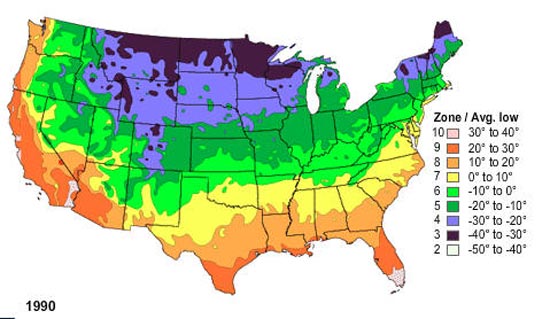 hardiness zone kartta 