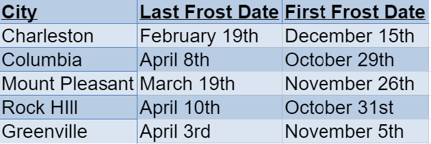 south carolina frost datum